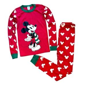 Hanna Andersson Mickey Mouse Red and Green Pajama Set Kids Size 12 (150cm)